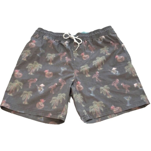 Goodfellow & Co. Mens Swim Trunks Palms Flamingos Cocktails Size M - Picture 1 of 8